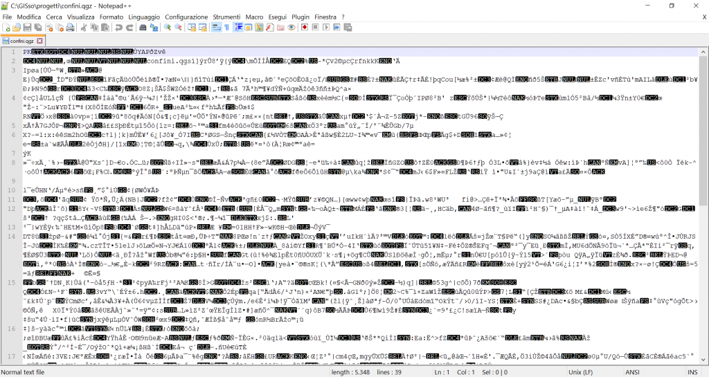 Apertura di file .qgz con Notepad++