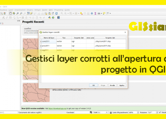 Gestisci layer corrotti all’apertura di un progetto in QGIS 3