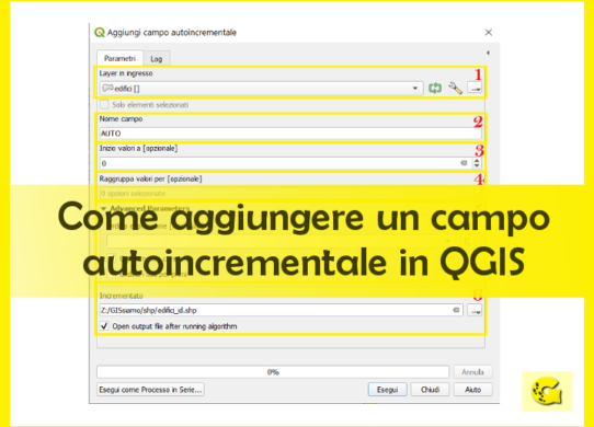 Come aggiungere un campo autoincrementale in QGIS