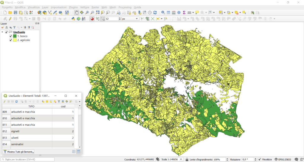Uso del suolo vettoriale da rasterizzare.