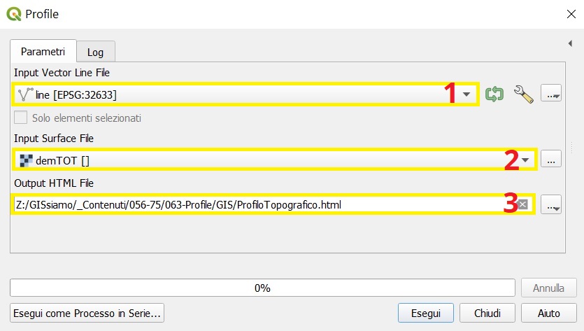 La tool Profile contenuta in Whitebox Tools for Processing