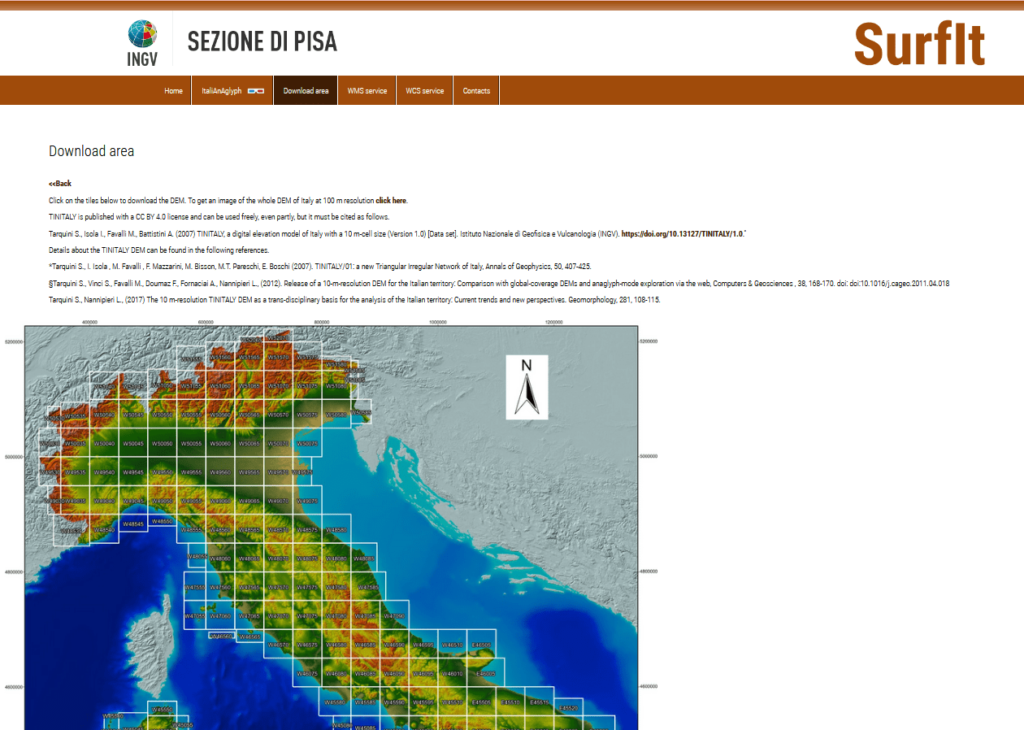 Il sito da cui scaricare il DEM Tinitaly